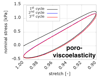 Cyclic loading poro-viscoelastic results